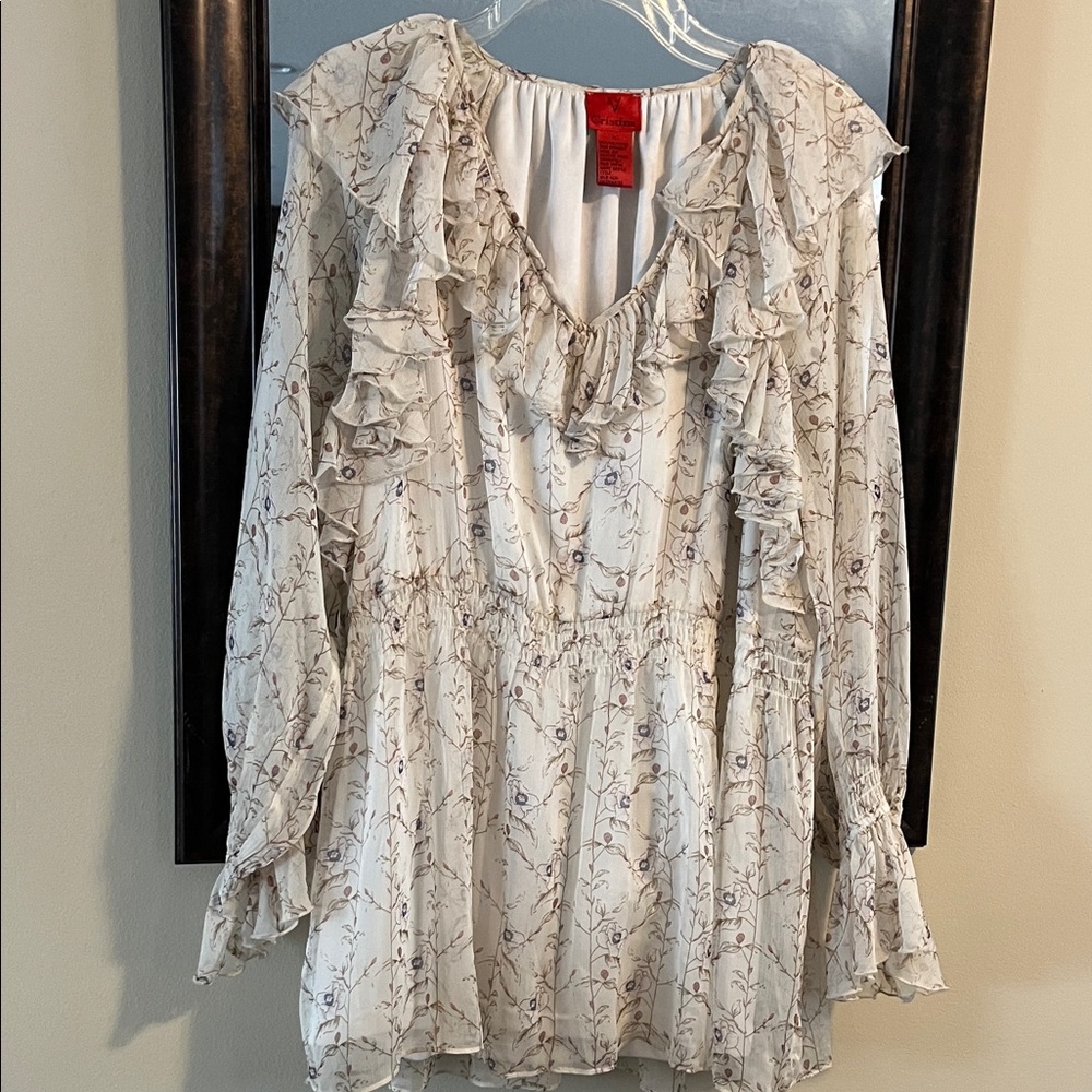 Christina Cream Floral Ruffle Blouse